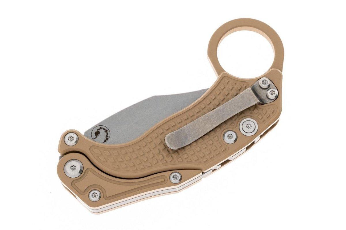 Reate Exo-K Karambit Gravity Knife Tan Aluminum (3.1" Stonewash) - NORTH RIVER OUTDOORS