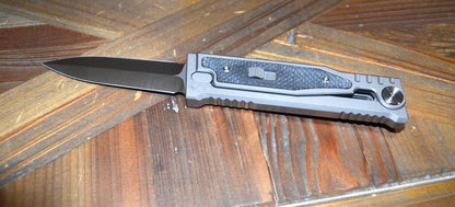 REATE EXO-M OTF GRAVITY KNIFE TITANIUM/BLACK MICARTA 2.95" DOUBLE EDGE SATIN - NORTH RIVER OUTDOORS