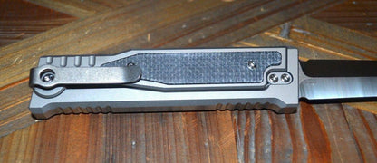 REATE EXO-M OTF GRAVITY KNIFE TITANIUM/BLACK MICARTA 2.95" DOUBLE EDGE SATIN - NORTH RIVER OUTDOORS