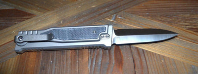 REATE EXO-M OTF GRAVITY KNIFE TITANIUM/BLACK MICARTA 2.95" DOUBLE EDGE SATIN - NORTH RIVER OUTDOORS