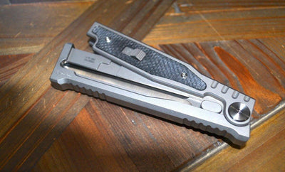 REATE EXO-M OTF GRAVITY KNIFE TITANIUM/BLACK MICARTA 2.95" DOUBLE EDGE SATIN - NORTH RIVER OUTDOORS