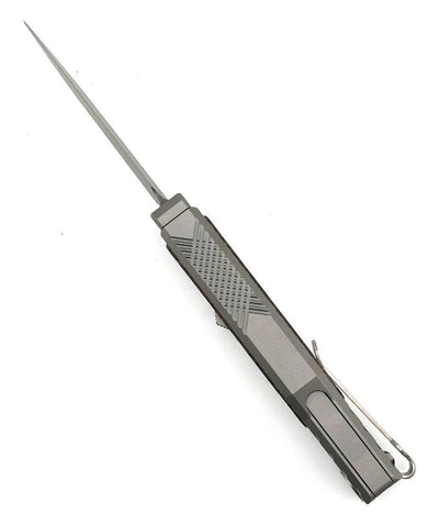 Reate EXO Mini Stonewash Double Edge Gravity Knife Titanium Burlap Micarta (3V) - NORTH RIVER OUTDOORS
