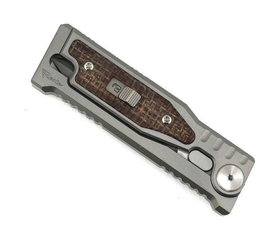 Reate EXO Mini Stonewash Double Edge Gravity Knife Titanium Burlap Micarta (3V) - NORTH RIVER OUTDOORS