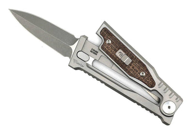 Reate EXO Mini Stonewash Double Edge Gravity Knife Titanium Burlap Micarta (3V) - NORTH RIVER OUTDOORS