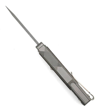 Reate EXO Mini Stonewash Tanto Gravity Knife Titanium Burlap Micarta (3V) - NORTH RIVER OUTDOORS