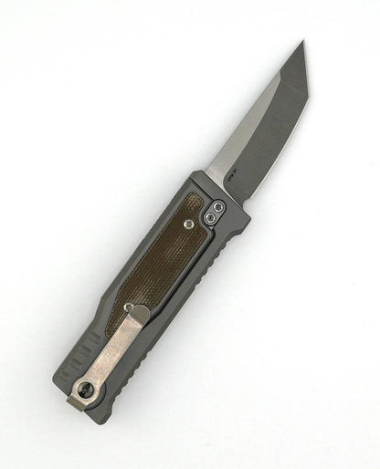 Reate EXO Mini Stonewash Tanto Gravity Knife Titanium Green Micarta (3V) - NORTH RIVER OUTDOORS