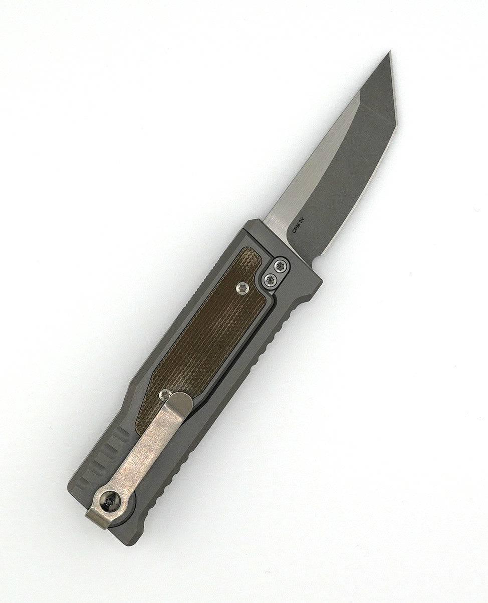 Reate EXO Mini Stonewash Tanto Gravity Knife Titanium Green Micarta (3V) - NORTH RIVER OUTDOORS