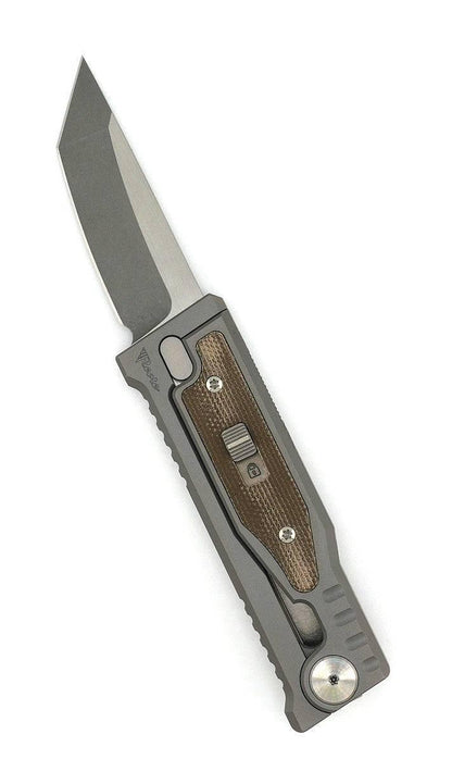 Reate EXO Mini Stonewash Tanto Gravity Knife Titanium Green Micarta (3V) - NORTH RIVER OUTDOORS