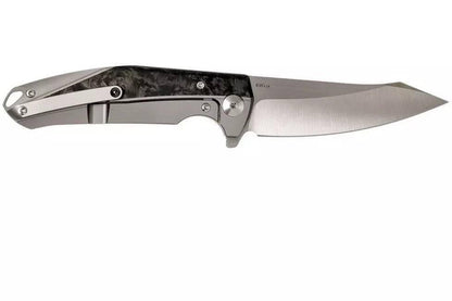 Reate K-1 Flipper Knife 3.875" M390 Satin Blade Bronze Titanium Handles with Carbon Fiber - NORTH RIVER OUTDOORS