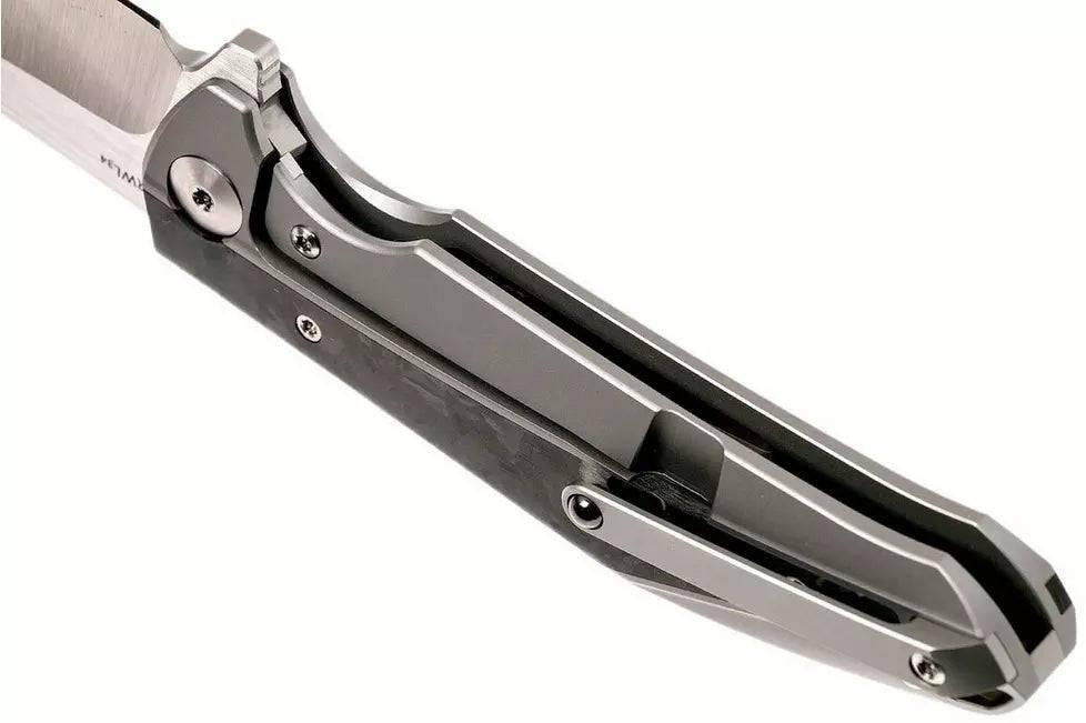 Reate K-1 Flipper Knife 3.875" M390 Satin Blade Bronze Titanium Handles with Carbon Fiber - NORTH RIVER OUTDOORS