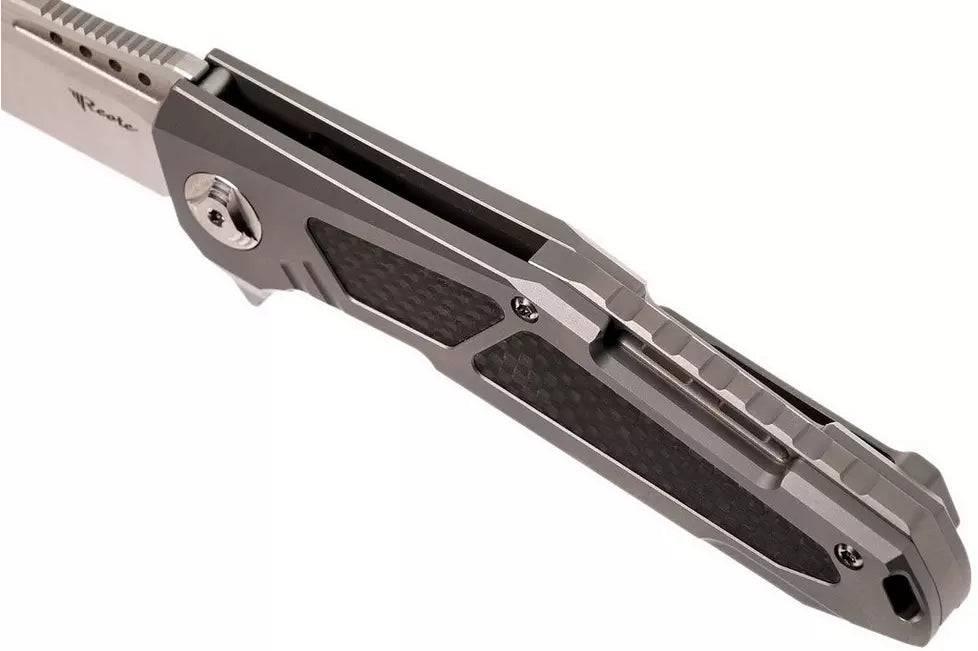 Reate K-3 Flipper 3.875" CTS-204P Drop Point Blade Titanium Handles with Carbon Fiber Inlays - NORTH RIVER OUTDOORS