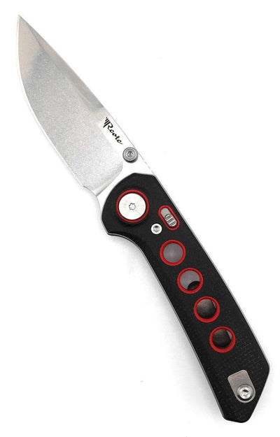 Reate PL-XT Black Micarta - Nitro-V - Stonewash - Red G10 Inlay - NORTH RIVER OUTDOORS
