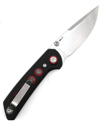 Reate PL-XT Black Micarta - Nitro-V - Stonewash - Red G10 Inlay - NORTH RIVER OUTDOORS