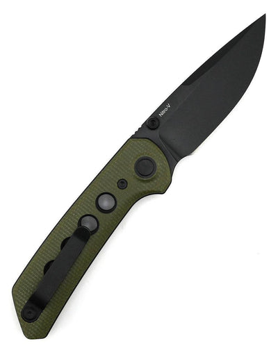 Reate PL-XT Green Micarta - Nitro-V - Black PVD - Black G10 Inlay - NORTH RIVER OUTDOORS