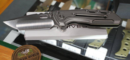 Reate T1000 Flipper Knife 3.8" CPM-3V Satin Compound Tanto Milled Titanium Handles - NORTH RIVER OUTDOORS