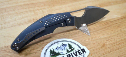Reate Tashi Bharucha Baby Machine Frame Lock Knife Blue Titanium (3.25" Satin) - NORTH RIVER OUTDOORS