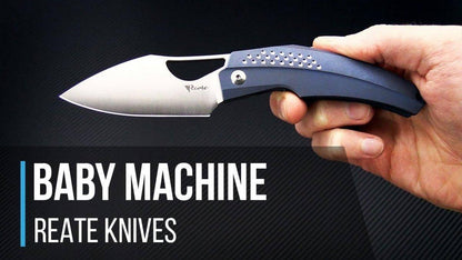 Reate Tashi Bharucha Baby Machine Frame Lock Knife Blue Titanium (3.25" Satin) - NORTH RIVER OUTDOORS