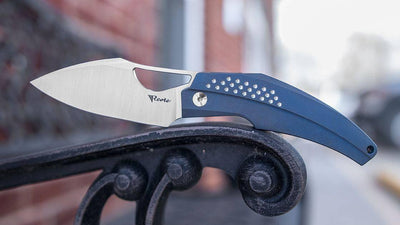 Reate Tashi Bharucha Baby Machine Frame Lock Knife Blue Titanium (3.25" Satin) - NORTH RIVER OUTDOORS