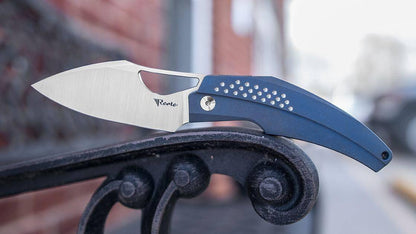 Reate Tashi Bharucha Baby Machine Frame Lock Knife Blue Titanium (3.25" Satin) - NORTH RIVER OUTDOORS