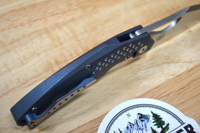 Reate Tashi Bharucha Baby Machine Frame Lock Knife Blue Titanium (3.25" Satin) - NORTH RIVER OUTDOORS
