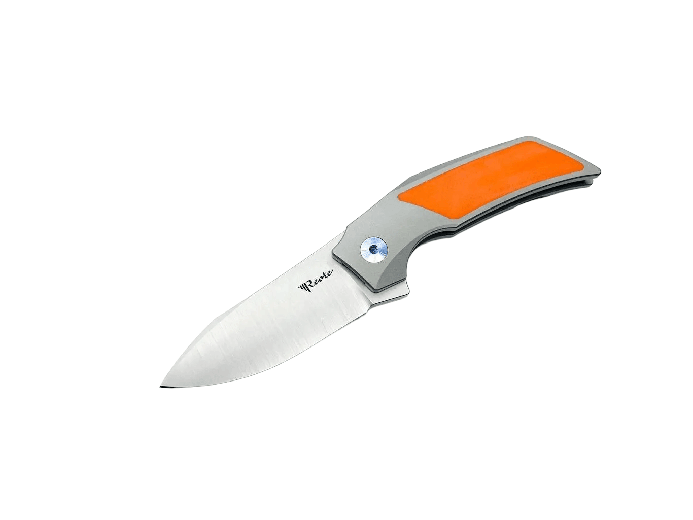Reate Tashi Bharucha T2500 Flipper Knife 2.375" M390 Satin Blade Titanium Handles with Orange G10 Inlay - NORTH RIVER OUTDOORS