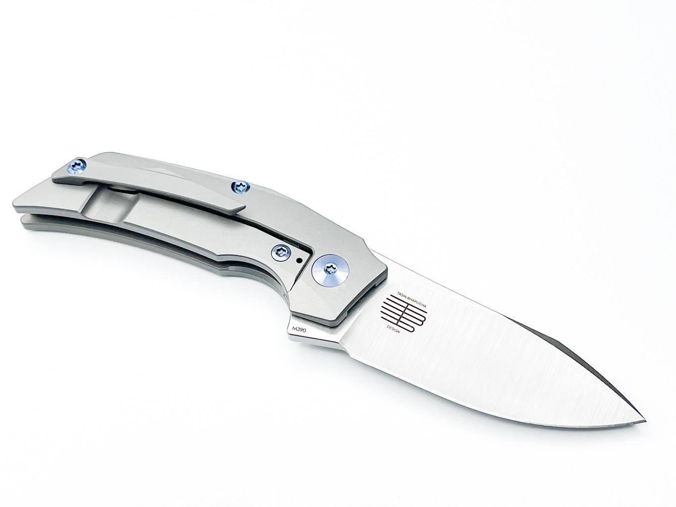 Reate Tashi Bharucha T2500 Flipper Knife 2.375" M390 Satin Blade Titanium Handles with Orange G10 Inlay - NORTH RIVER OUTDOORS