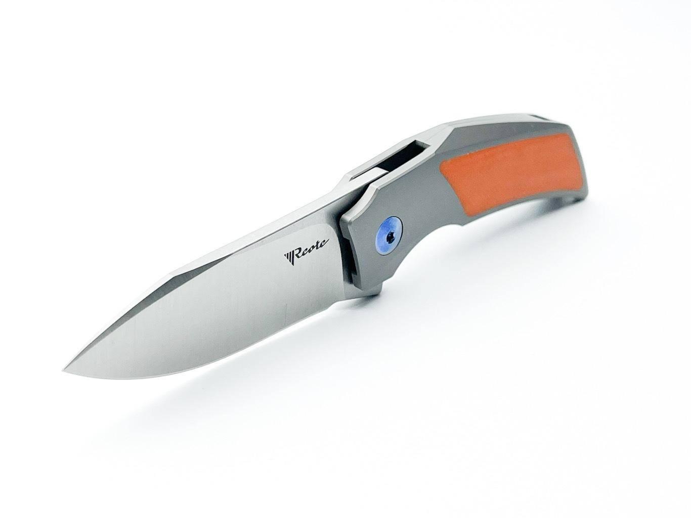Reate Tashi Bharucha T2500 Flipper Knife 2.375" M390 Satin Blade Titanium Handles with Orange G10 Inlay - NORTH RIVER OUTDOORS