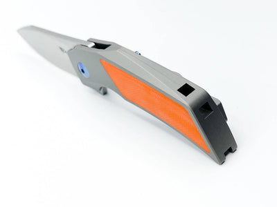 Reate Tashi Bharucha T2500 Flipper Knife 2.375" M390 Satin Blade Titanium Handles with Orange G10 Inlay - NORTH RIVER OUTDOORS