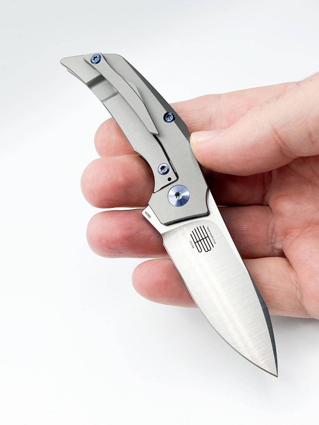 Reate Tashi Bharucha T2500 Flipper Knife 2.375" M390 Satin Blade Titanium Handles with Orange G10 Inlay - NORTH RIVER OUTDOORS