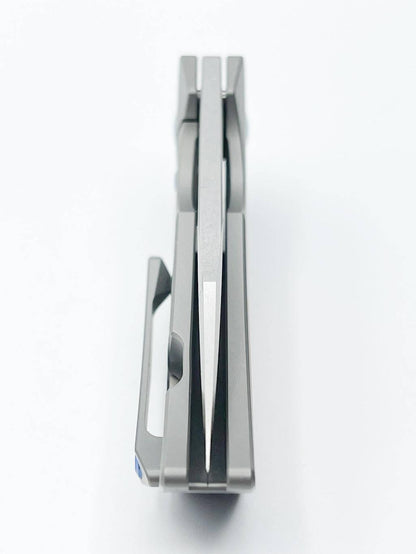 Reate Tashi Bharucha T2500 Flipper Knife 2.375" M390 Satin Blade Titanium Handles with Orange G10 Inlay - NORTH RIVER OUTDOORS