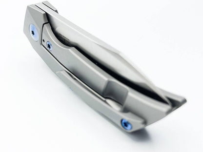 Reate Tashi Bharucha T2500 Flipper Knife 2.375" M390 Satin Blade Titanium Handles with Orange G10 Inlay - NORTH RIVER OUTDOORS