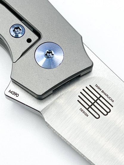 Reate Tashi Bharucha T2500 Flipper Knife 2.375" M390 Satin Blade Titanium Handles with Orange G10 Inlay - NORTH RIVER OUTDOORS