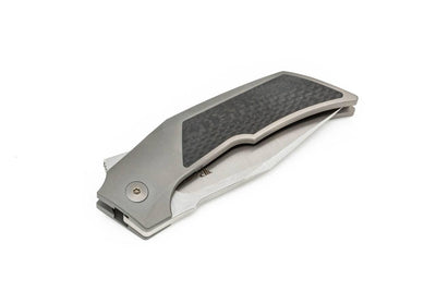 Reate Tashi Bharucha T3000 Flipper Knife 3" M390 Satin Blade Titanium Carbon Fiber - NORTH RIVER OUTDOORS