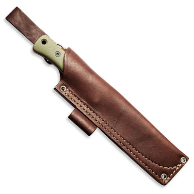 Reiff Knives F6 Leuku Survival Fixed Blade Knife 6" CPM-3V Acid Stonewashed Drop Point, OD Green Handles - NORTH RIVER OUTDOORS