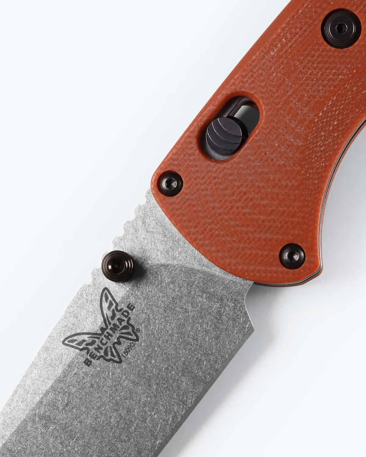 Benchmade Hunt Slipridge Folding Knife 3.5" Stonewashed MagnaCut Modified Clip Point Blade Rust Orange G10 Handle