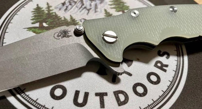 Hinderer Eklipse Harpoon Spanto Knife Working Finish Blue/Translucent Green G10 3.5" - NORTH RIVER OUTDOORS