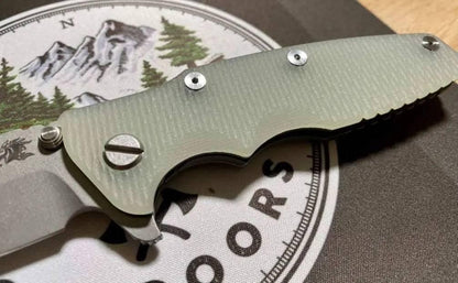 Hinderer Eklipse Harpoon Spanto Knife Working Finish Blue/Translucent Green G10 3.5" - NORTH RIVER OUTDOORS