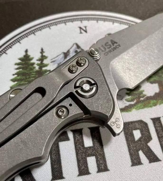 Hinderer Eklipse Harpoon Spanto Knife Working Finish Blue/Translucent Green G10 3.5" - NORTH RIVER OUTDOORS