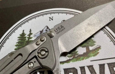 Hinderer Eklipse Harpoon Spanto Knife Working Finish Blue/Translucent Green G10 3.5" - NORTH RIVER OUTDOORS