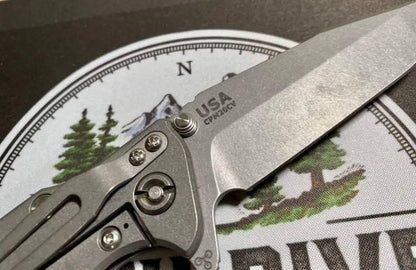 Hinderer Eklipse Harpoon Spanto Knife Working Finish Blue/Translucent Green G10 3.5" - NORTH RIVER OUTDOORS