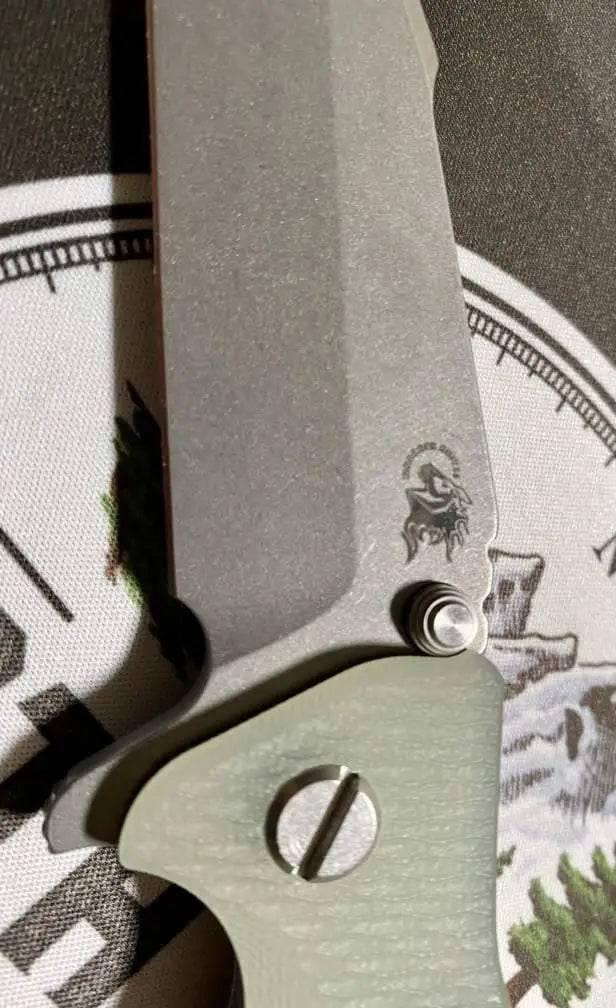 Hinderer Eklipse Harpoon Spanto Knife Working Finish Blue/Translucent Green G10 3.5" - NORTH RIVER OUTDOORS