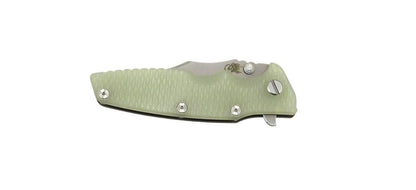 Rick Hinderer EKLIPSE 3.5″ Flipper Bowie Blade Battle Bronze Translucent Green G10 - NORTH RIVER OUTDOORS