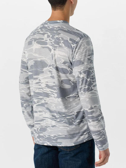 Huk Leeward KC Printed Long Sleeve Crew Men's Tech Shirt (Harbor Mist) - NORTH RIVER OUTDOORS