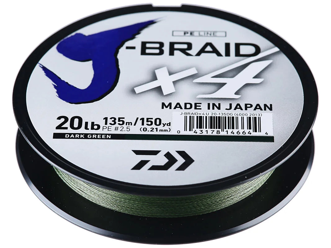 Daiwa J-Braid X4 Braided Line Dark Green (150yd Line Spool)