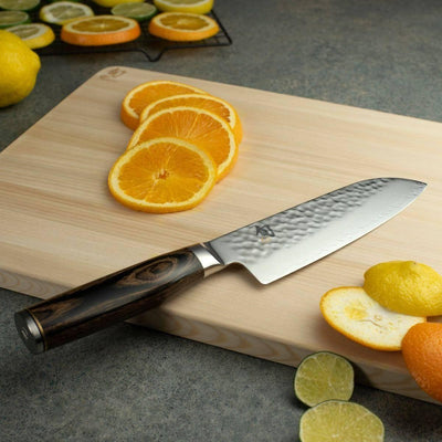 Shun TDM0702 Premier Santoku Knife 7" Hammered Blade PakkaWood Handle - NORTH RIVER OUTDOORS