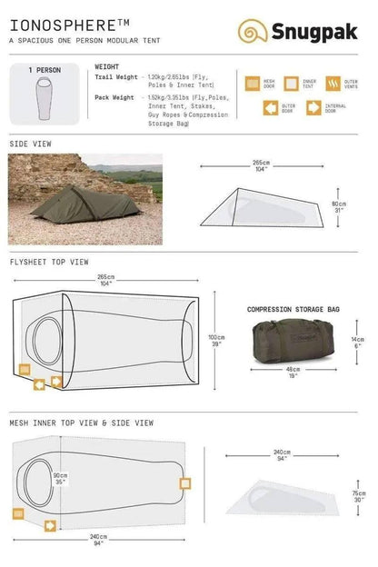 Snugpak Ionosphere Tent 1 Person Tent - NORTH RIVER OUTDOORS
