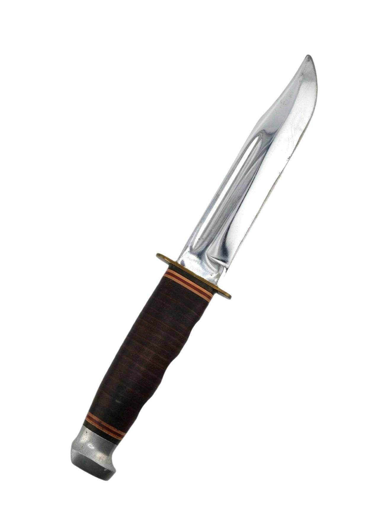 KA-BAR Knives 1207 Vintage Leather Stacked Fixed Blade - NORTH RIVER OUTDOORS
