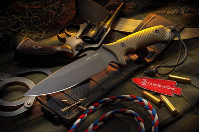 Spartan Harsey Difensa Black PVD Green Handle MultiCam Sheath - NORTH RIVER OUTDOORS