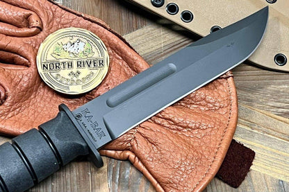 USMC KA-BAR Knife Spartan MagnaCut Black Blade w/ Tan Kydex Sheath (USA) - NORTH RIVER OUTDOORS