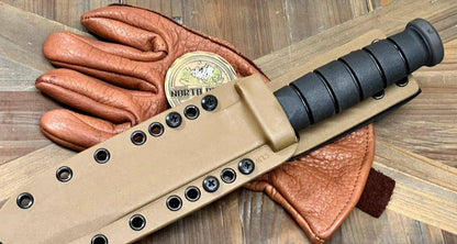 USMC KA-BAR Knife Spartan MagnaCut Black Blade w/ Tan Kydex Sheath (USA) - NORTH RIVER OUTDOORS